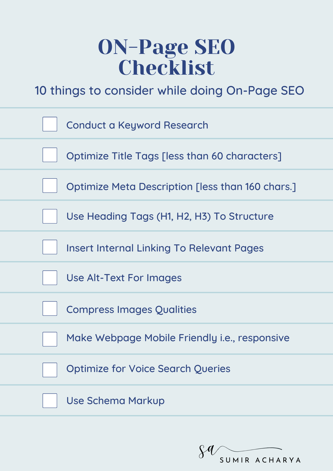 On Page SEO Checklist